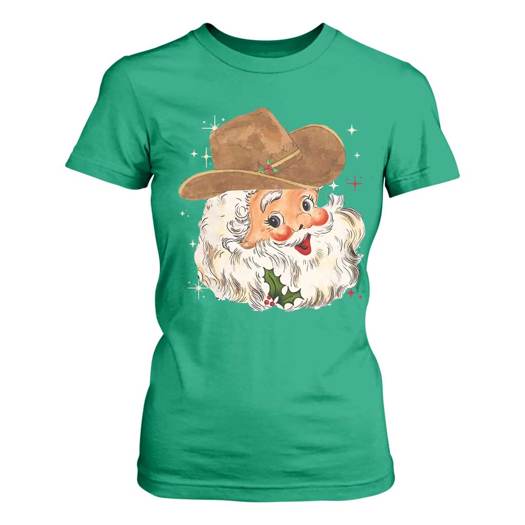 Christmas Cowboy T Shirt For Women Santa Claus Vintage 90s Western Country Music Outfit - African Pride