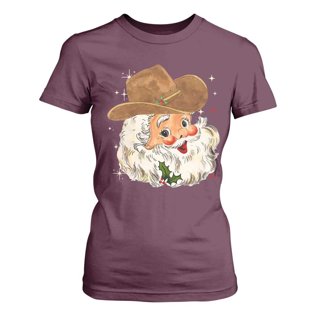 Christmas Cowboy T Shirt For Women Santa Claus Vintage 90s Western Country Music Outfit - African Pride