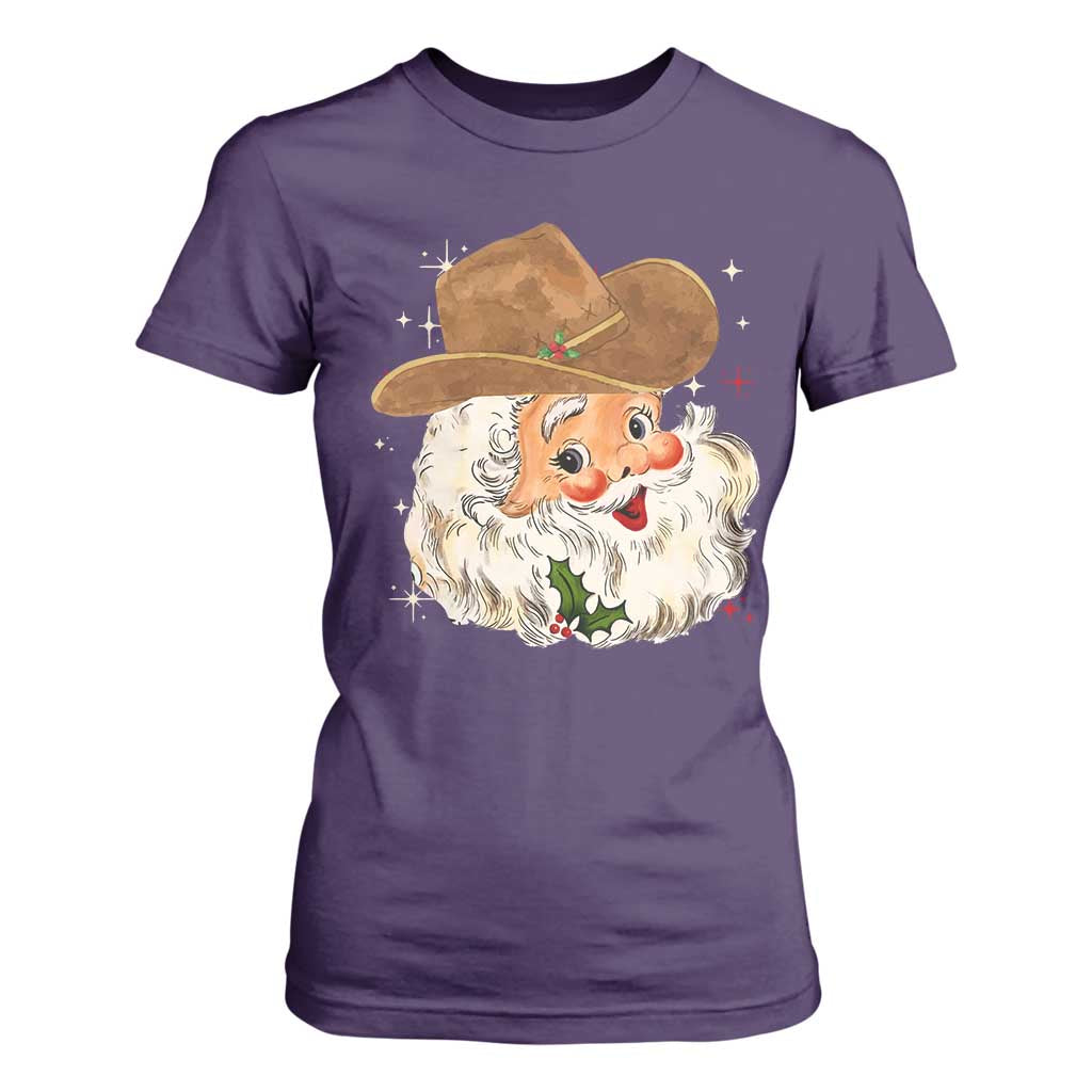 Christmas Cowboy T Shirt For Women Santa Claus Vintage 90s Western Country Music Outfit - African Pride
