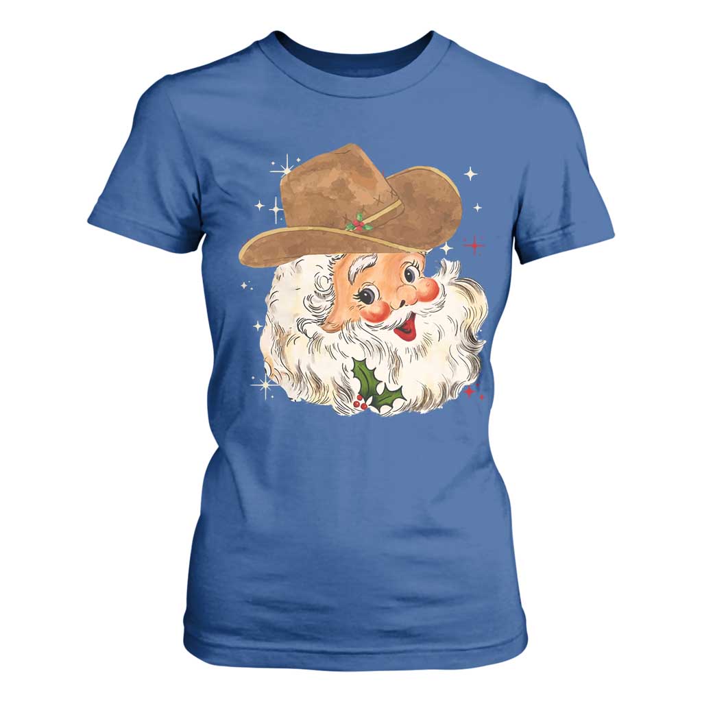 Christmas Cowboy T Shirt For Women Santa Claus Vintage 90s Western Country Music Outfit - African Pride