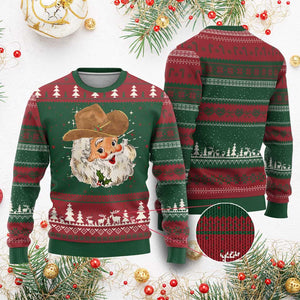Christmas Cowboy Knit Sweatshirt Santa Claus Vintage 90s Western Country Music Outfit - African Pride