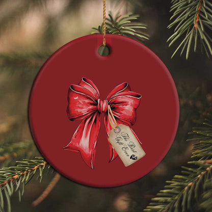 Christmas Pregnancy Announcement Christmas Ornament Coquette Bow Xmas Maternity Gift - African Pride