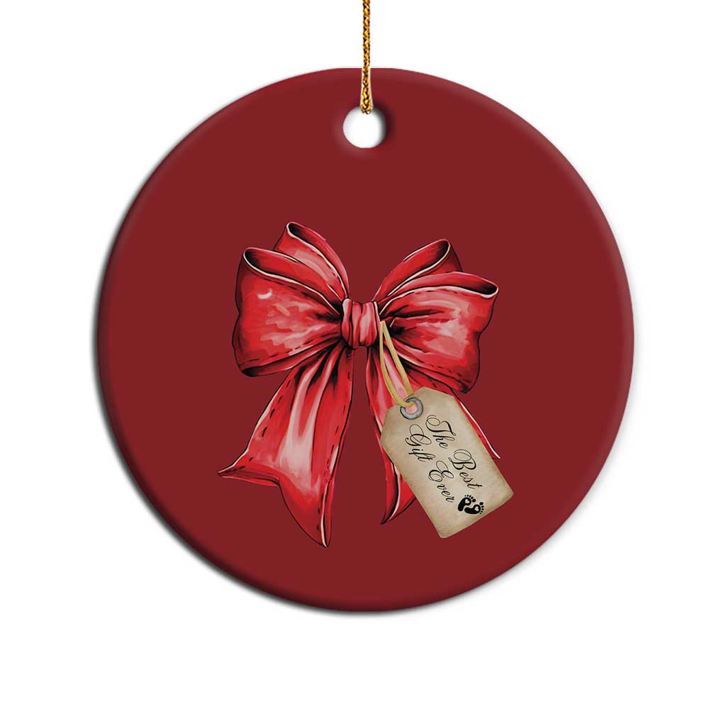 Christmas Pregnancy Announcement Christmas Ornament Coquette Bow Xmas Maternity Gift - African Pride