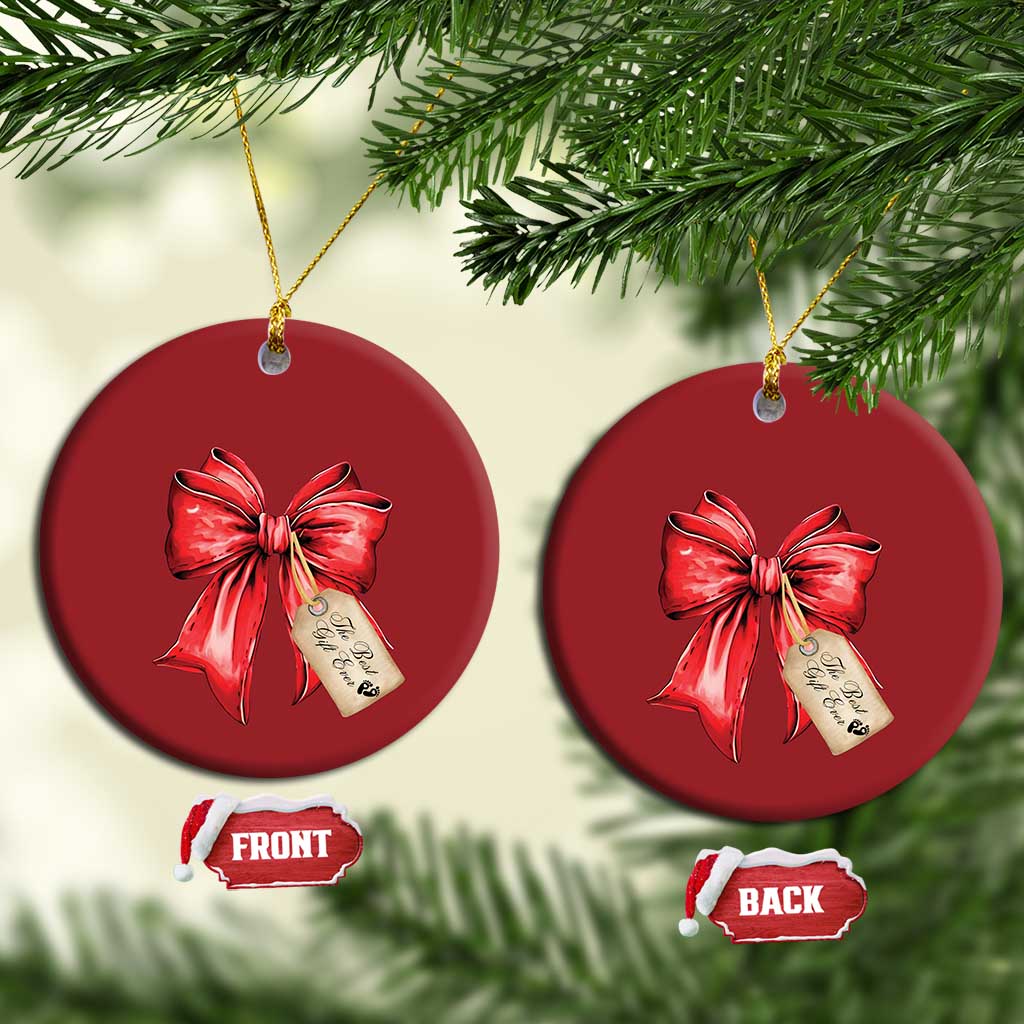 Christmas Pregnancy Announcement Christmas Ornament Coquette Bow Xmas Maternity Gift - African Pride