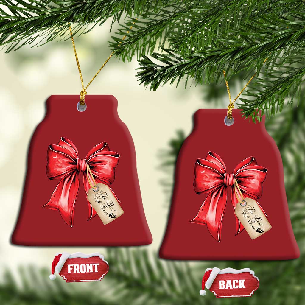 Christmas Pregnancy Announcement Christmas Ornament Coquette Bow Xmas Maternity Gift - African Pride