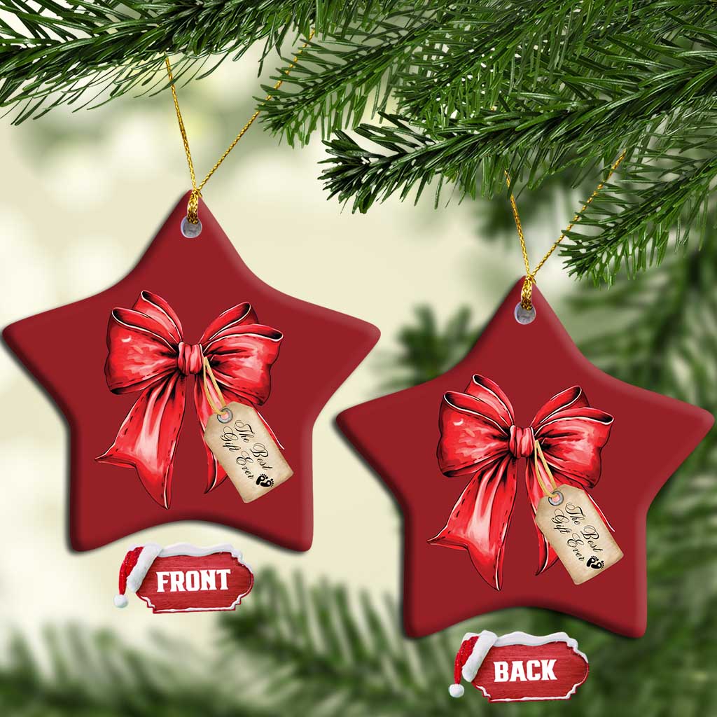 Christmas Pregnancy Announcement Christmas Ornament Coquette Bow Xmas Maternity Gift - African Pride