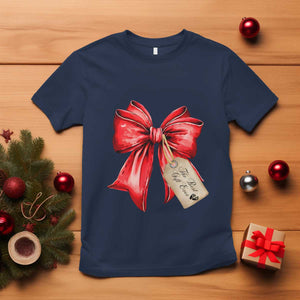 Christmas Pregnancy Announcement T Shirt Coquette Bow Xmas Maternity Gift - African Pride