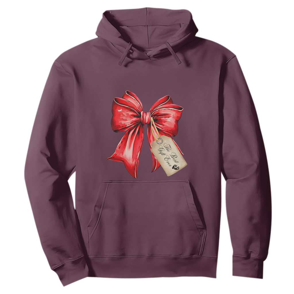 Christmas Pregnancy Announcement Hoodie Coquette Bow Xmas Maternity Gift - African Pride