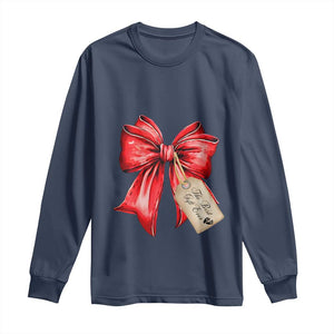 Christmas Pregnancy Announcement Long Sleeve Shirt Coquette Bow Xmas Maternity Gift - African Pride