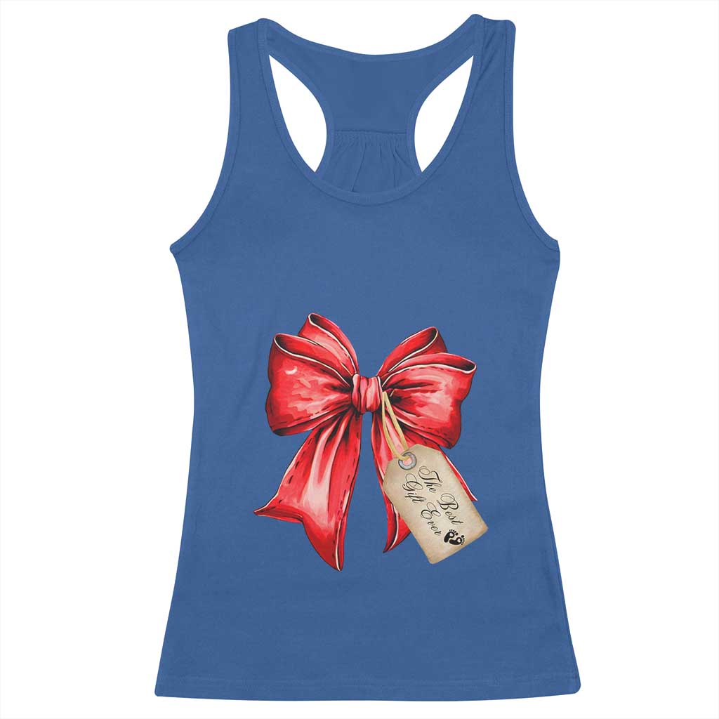 Christmas Pregnancy Announcement Racerback Tank Top Coquette Bow Xmas Maternity Gift - African Pride