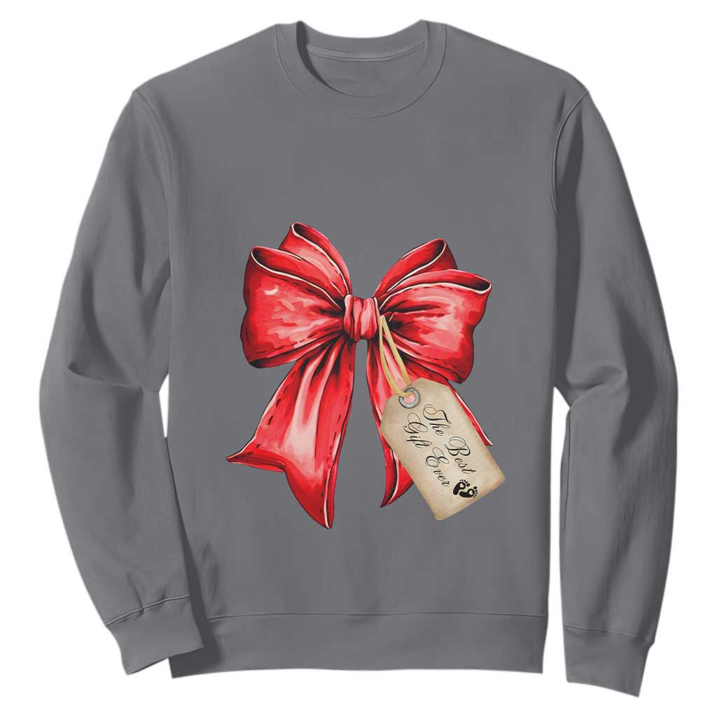Christmas Pregnancy Announcement Sweatshirt Coquette Bow Xmas Maternity Gift - African Pride