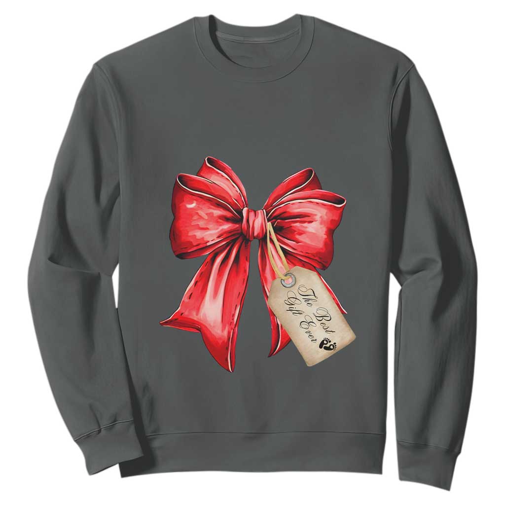 Christmas Pregnancy Announcement Sweatshirt Coquette Bow Xmas Maternity Gift - African Pride