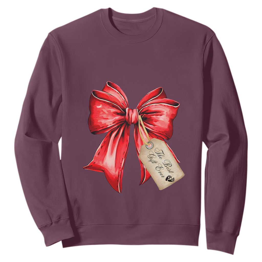 Christmas Pregnancy Announcement Sweatshirt Coquette Bow Xmas Maternity Gift - African Pride