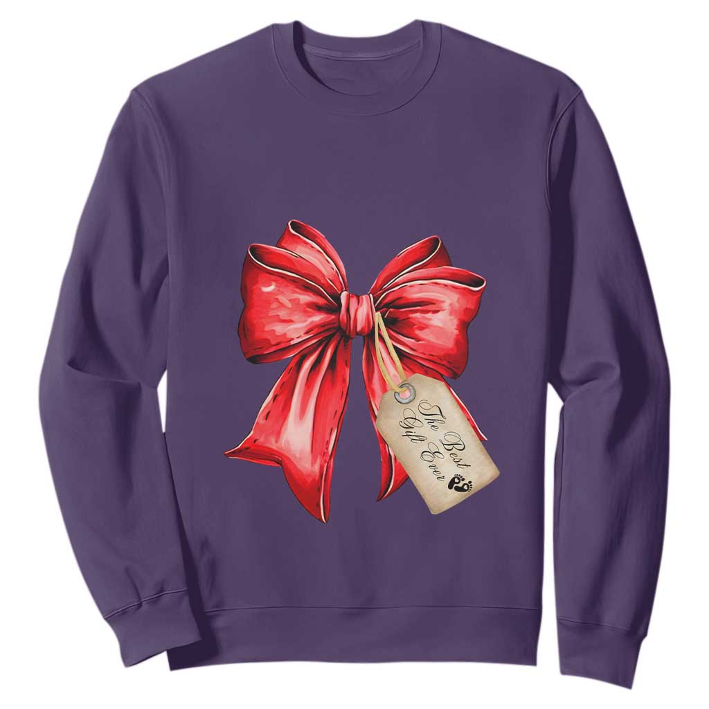 Christmas Pregnancy Announcement Sweatshirt Coquette Bow Xmas Maternity Gift - African Pride