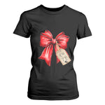 Christmas Pregnancy Announcement T Shirt For Women Coquette Bow Xmas Maternity Gift - African Pride