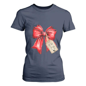 Christmas Pregnancy Announcement T Shirt For Women Coquette Bow Xmas Maternity Gift - African Pride