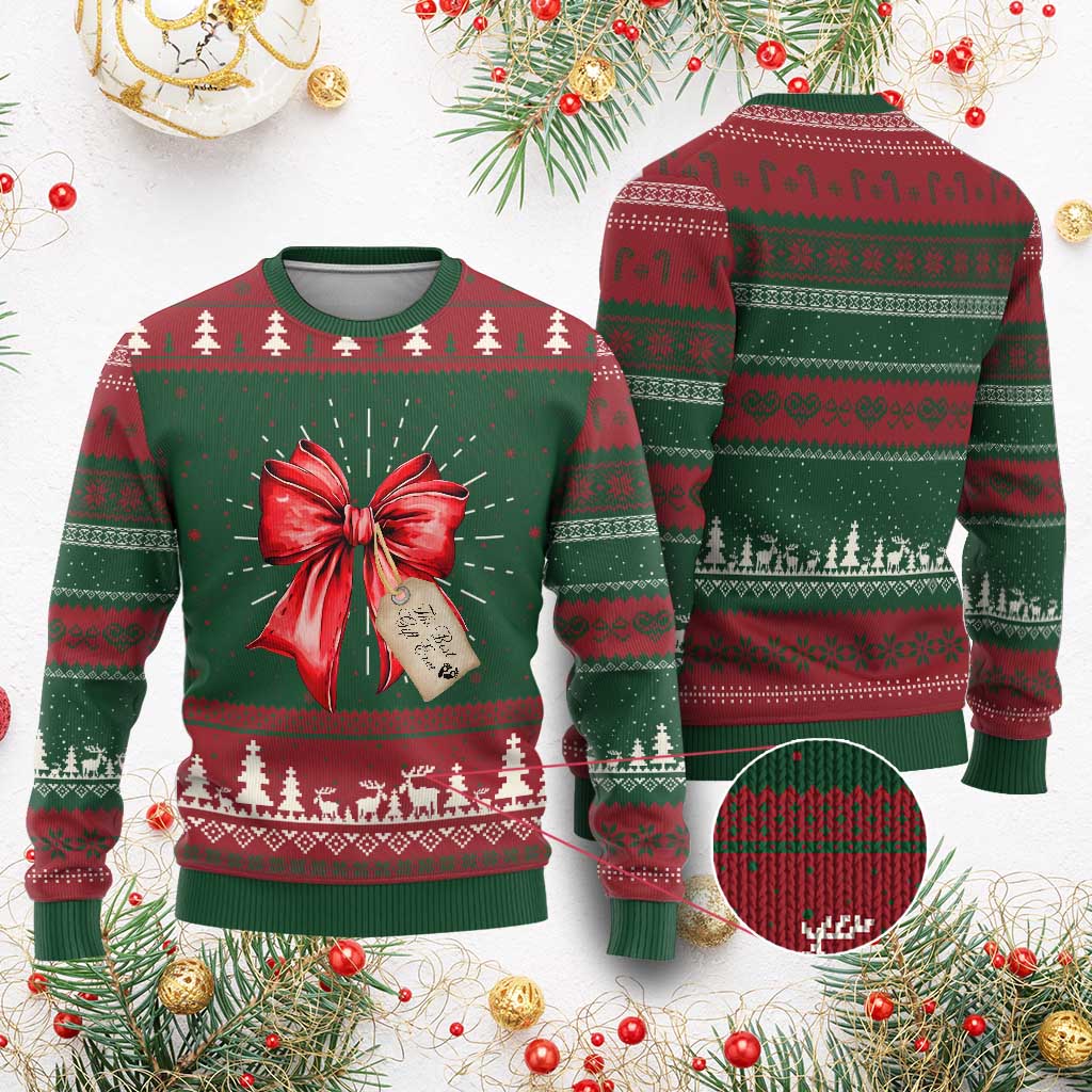 Christmas Pregnancy Announcement Knit Sweatshirt Coquette Bow Xmas Maternity Gift - African Pride