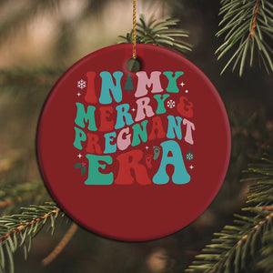Christmas Pregnancy Announcement Christmas Ornament Merry & Pregnant Era Cute Groovy Christmas Holiday Xmas - African Pride