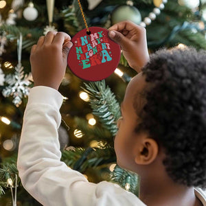 Christmas Pregnancy Announcement Christmas Ornament Merry & Pregnant Era Cute Groovy Christmas Holiday Xmas - African Pride