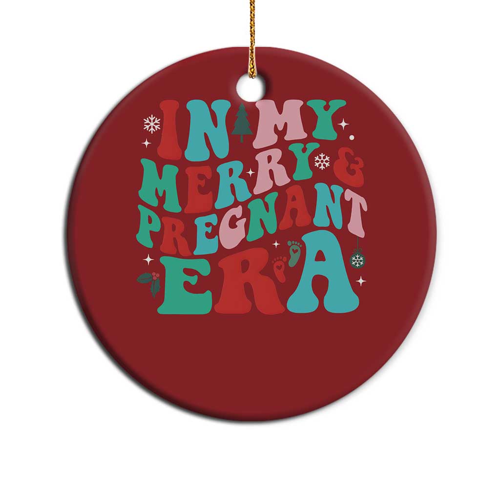 Christmas Pregnancy Announcement Christmas Ornament Merry & Pregnant Era Cute Groovy Christmas Holiday Xmas - African Pride