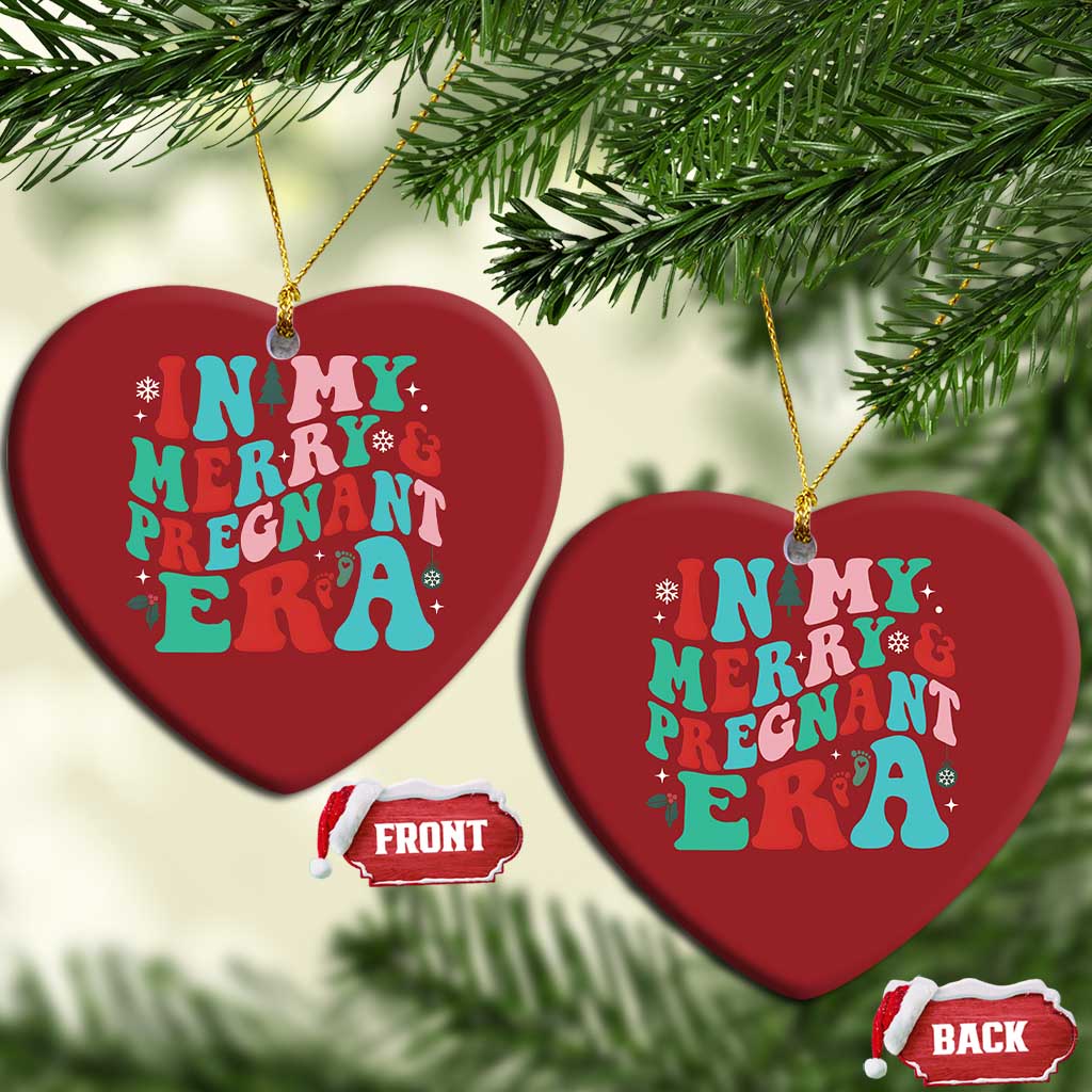Christmas Pregnancy Announcement Christmas Ornament Merry & Pregnant Era Cute Groovy Christmas Holiday Xmas - African Pride