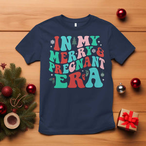 Christmas Pregnancy Announcement T Shirt Merry & Pregnant Era Cute Groovy Christmas Holiday Xmas - African Pride