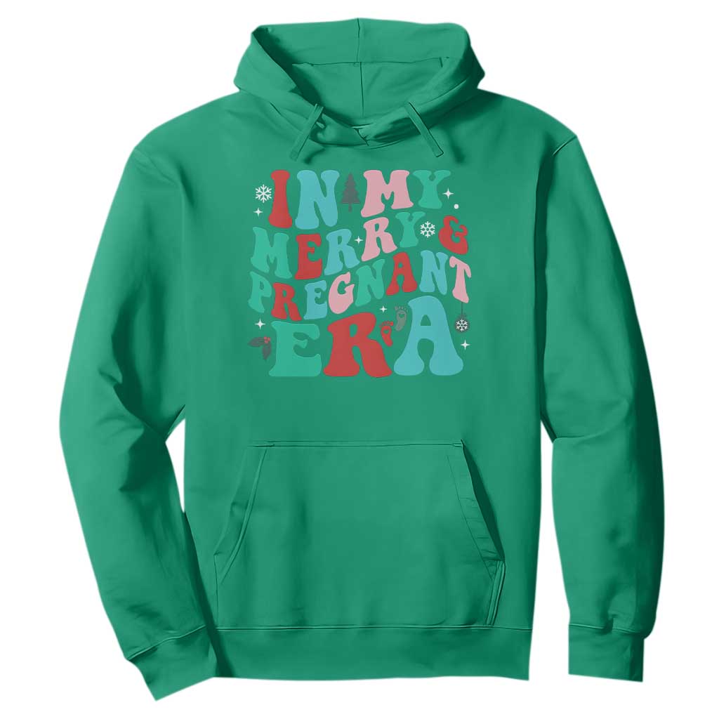 Christmas Pregnancy Announcement Hoodie Merry & Pregnant Era Cute Groovy Christmas Holiday Xmas - African Pride