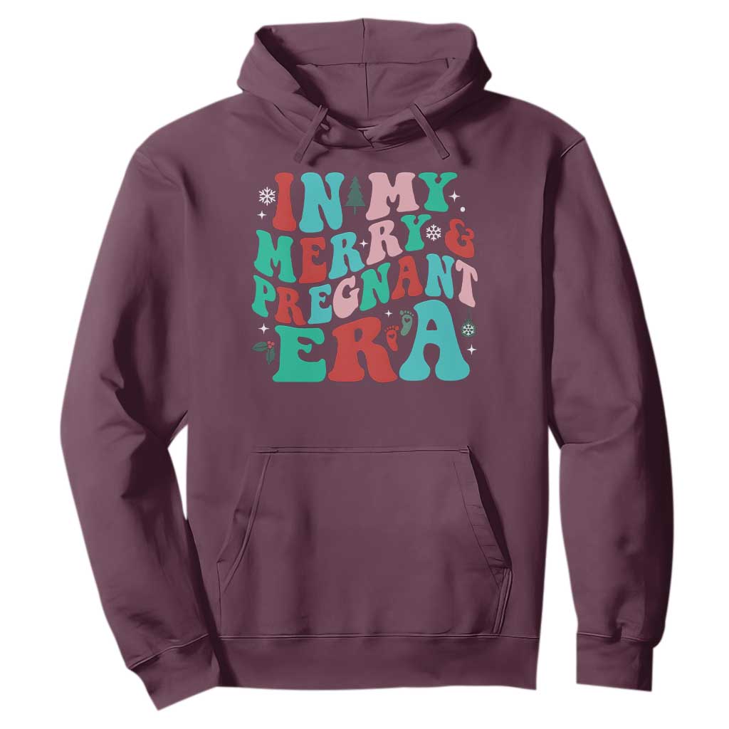 Christmas Pregnancy Announcement Hoodie Merry & Pregnant Era Cute Groovy Christmas Holiday Xmas - African Pride