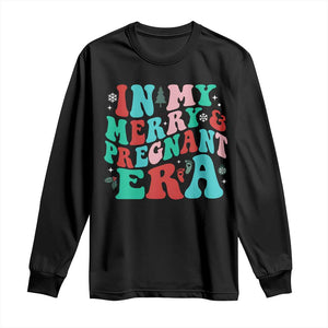 Christmas Pregnancy Announcement Long Sleeve Shirt Merry & Pregnant Era Cute Groovy Christmas Holiday Xmas - African Pride