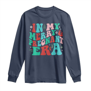 Christmas Pregnancy Announcement Long Sleeve Shirt Merry & Pregnant Era Cute Groovy Christmas Holiday Xmas - African Pride