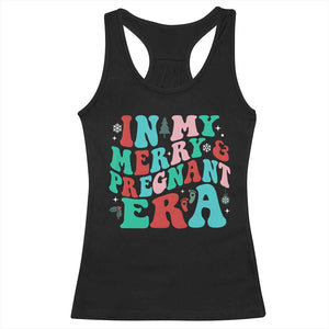 Christmas Pregnancy Announcement Racerback Tank Top Merry & Pregnant Era Cute Groovy Christmas Holiday Xmas - African Pride