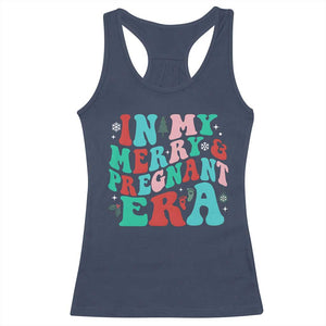 Christmas Pregnancy Announcement Racerback Tank Top Merry & Pregnant Era Cute Groovy Christmas Holiday Xmas - African Pride