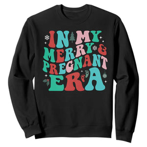 Christmas Pregnancy Announcement Sweatshirt Merry & Pregnant Era Cute Groovy Christmas Holiday Xmas - African Pride