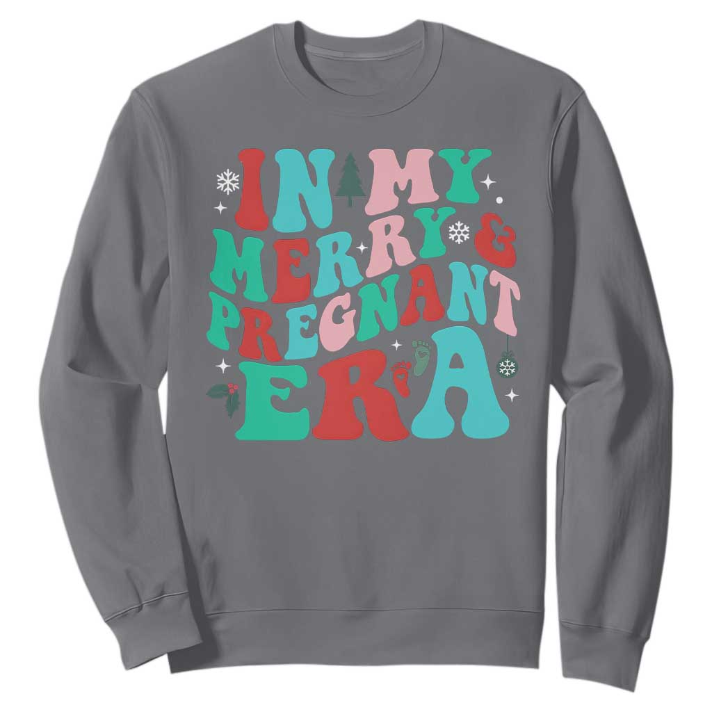 Christmas Pregnancy Announcement Sweatshirt Merry & Pregnant Era Cute Groovy Christmas Holiday Xmas - African Pride
