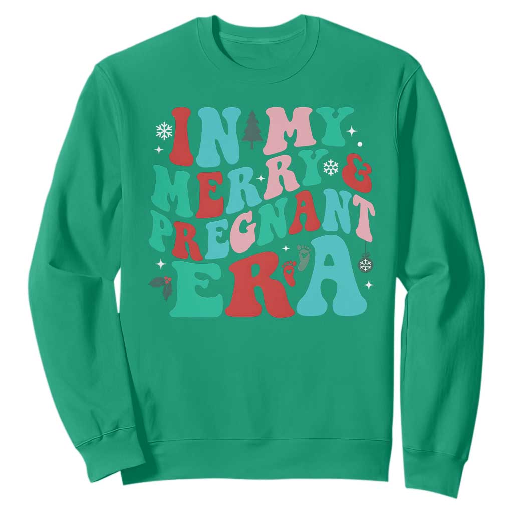 Christmas Pregnancy Announcement Sweatshirt Merry & Pregnant Era Cute Groovy Christmas Holiday Xmas - African Pride