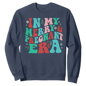Christmas Pregnancy Announcement Sweatshirt Merry & Pregnant Era Cute Groovy Christmas Holiday Xmas - African Pride