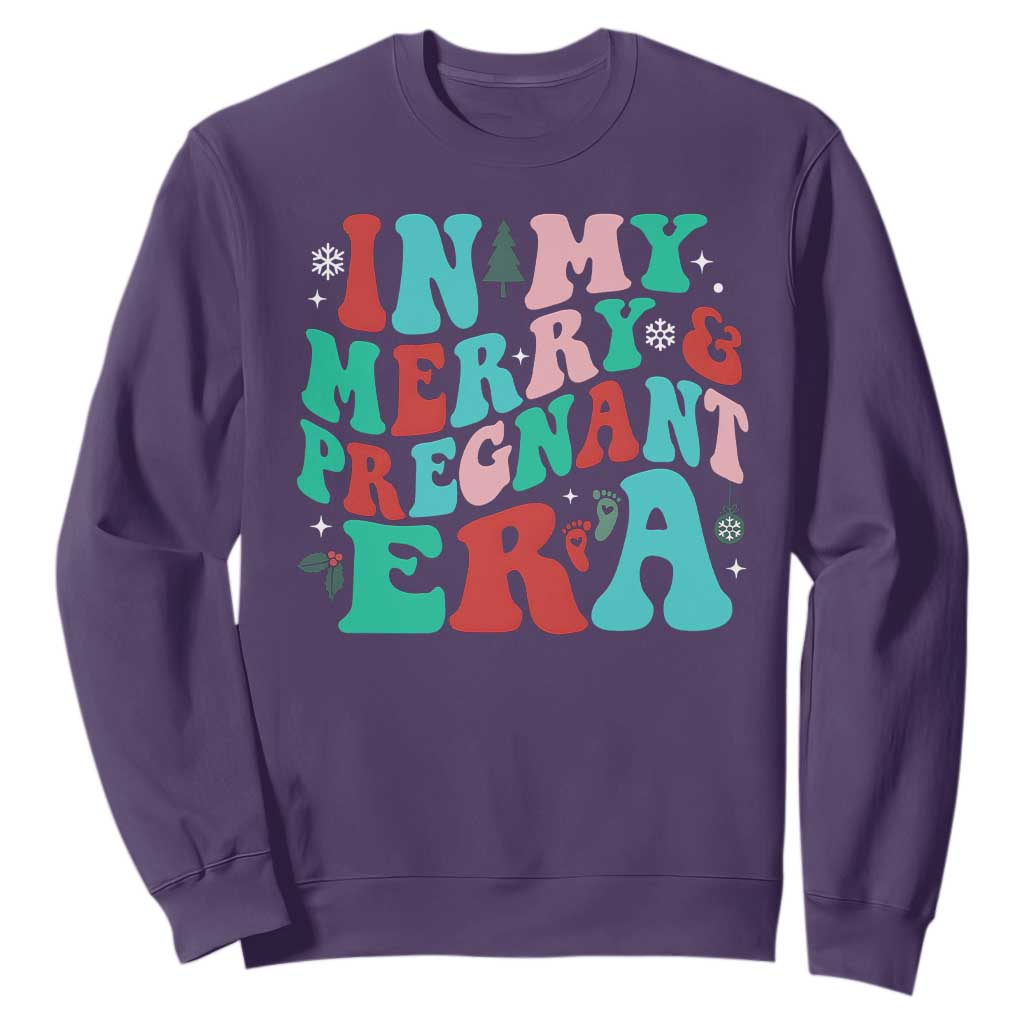 Christmas Pregnancy Announcement Sweatshirt Merry & Pregnant Era Cute Groovy Christmas Holiday Xmas - African Pride