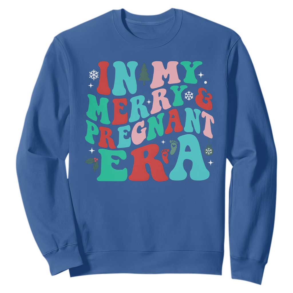 Christmas Pregnancy Announcement Sweatshirt Merry & Pregnant Era Cute Groovy Christmas Holiday Xmas - African Pride