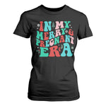 Christmas Pregnancy Announcement T Shirt For Women Merry & Pregnant Era Cute Groovy Christmas Holiday Xmas - African Pride