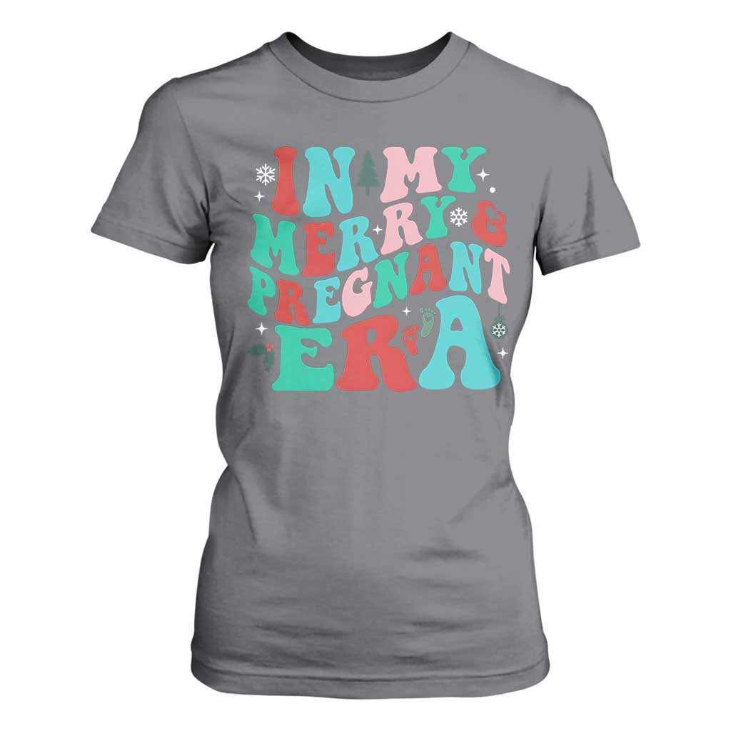 Christmas Pregnancy Announcement T Shirt For Women Merry & Pregnant Era Cute Groovy Christmas Holiday Xmas - African Pride
