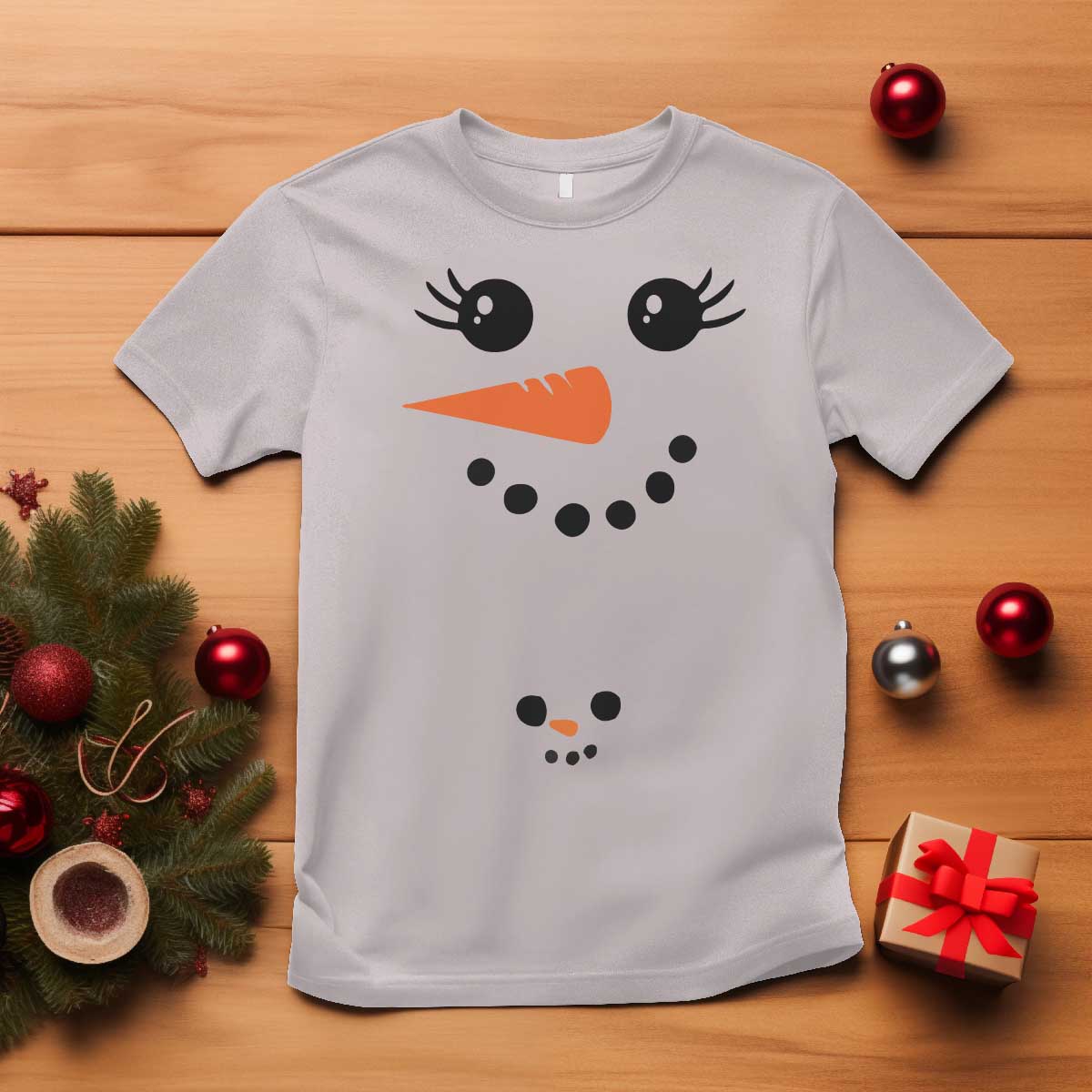 Christmas Pregnancy Announcement T Shirt Snowman Face Xmas Maternity Gift - African Pride