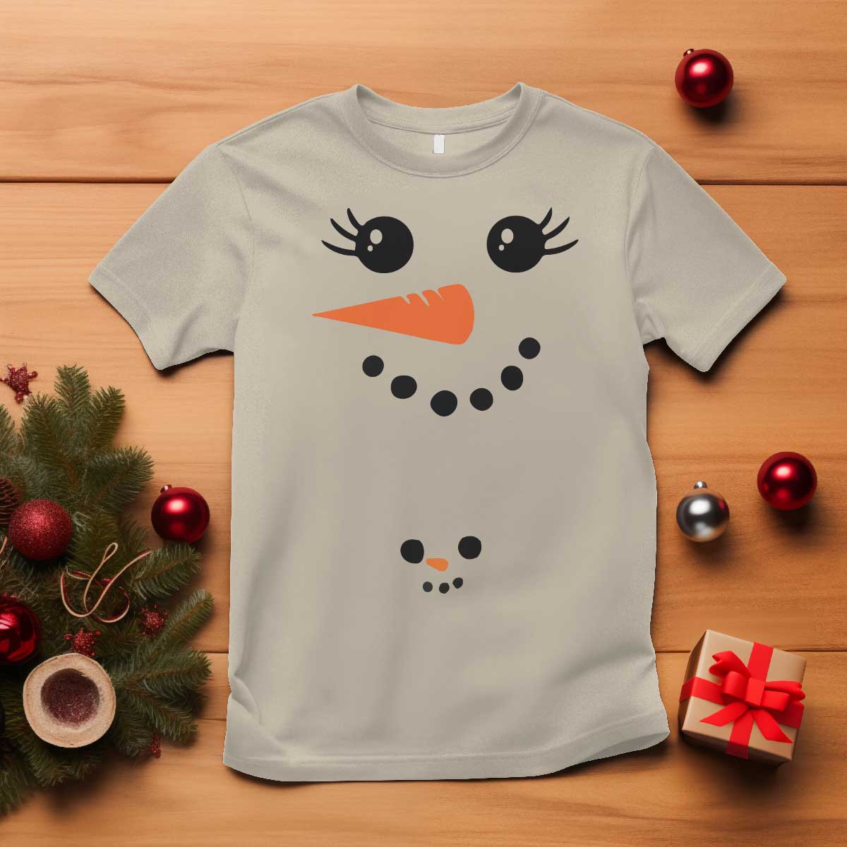 Christmas Pregnancy Announcement T Shirt Snowman Face Xmas Maternity Gift - African Pride