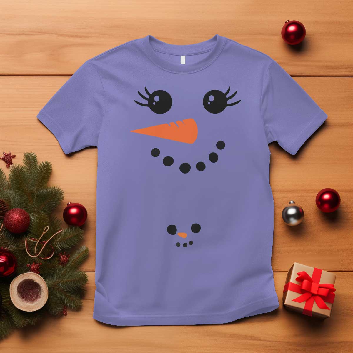 Christmas Pregnancy Announcement T Shirt Snowman Face Xmas Maternity Gift - African Pride