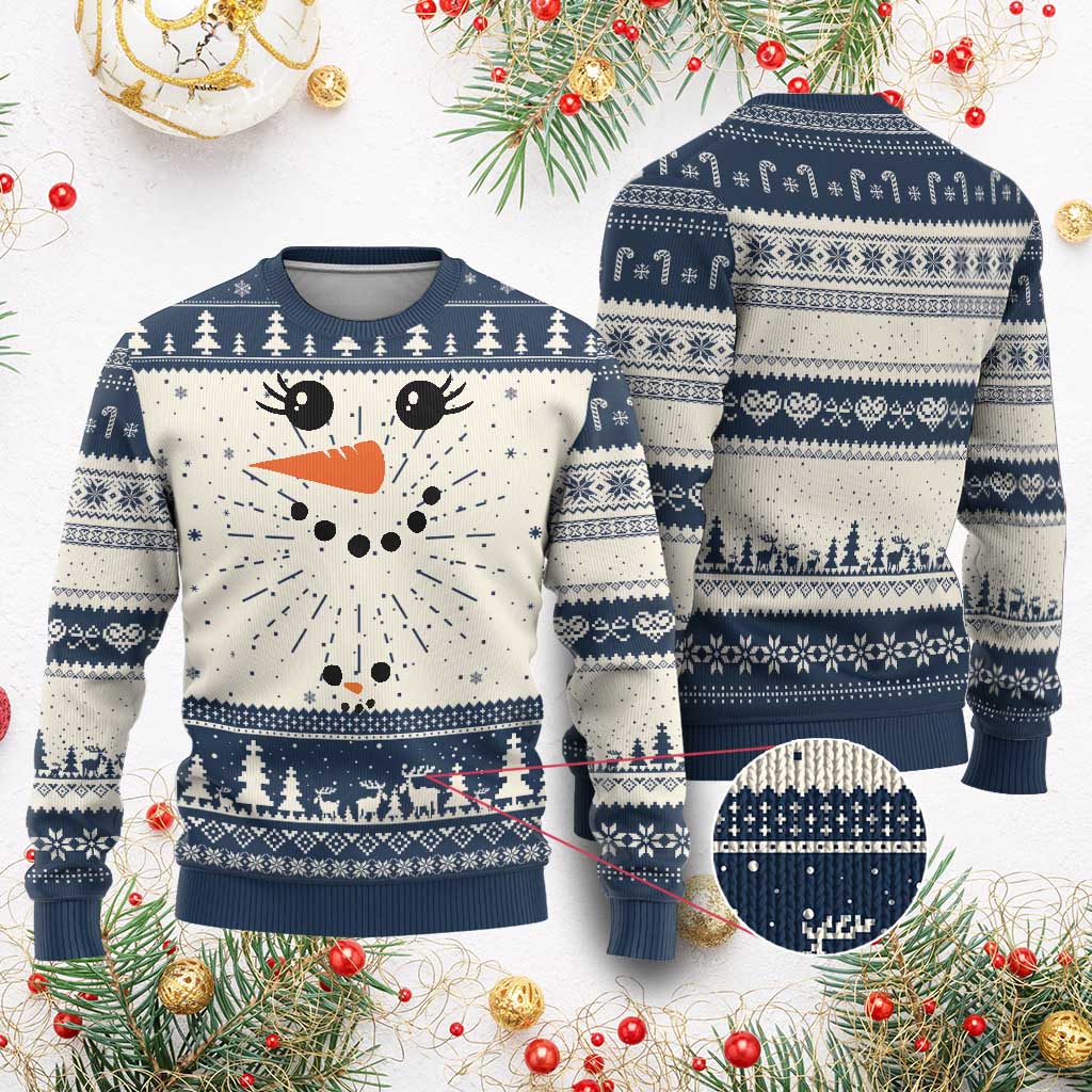 Christmas Pregnancy Announcement Knit Sweatshirt Snowman Face Xmas Maternity Gift - African Pride