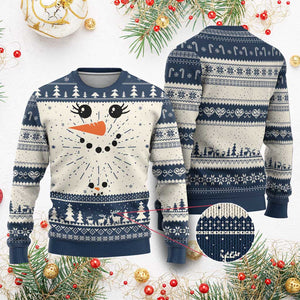 Christmas Pregnancy Announcement Knit Sweatshirt Snowman Face Xmas Maternity Gift - African Pride