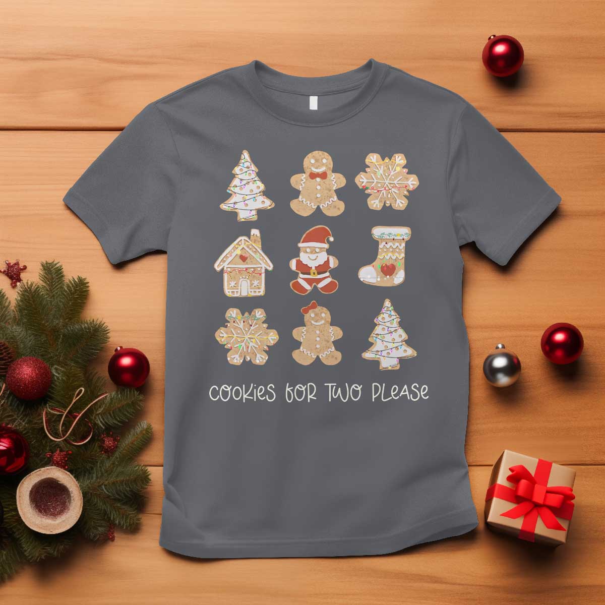 Christmas Pregnancy Announcement T Shirt Cookies For Two Please Maternity Gift - African Pride