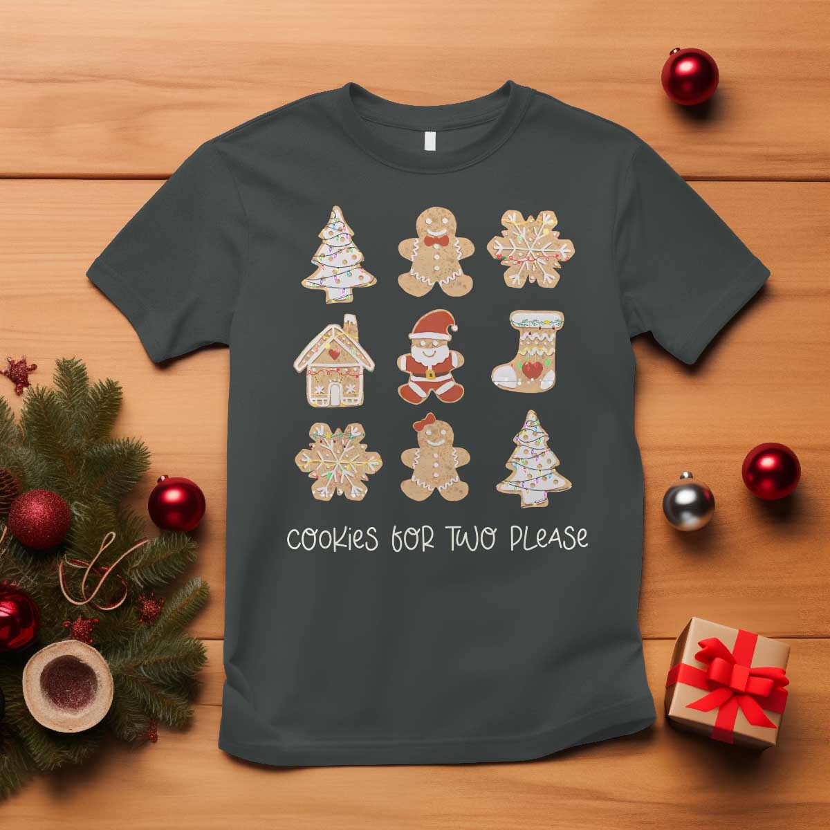 Christmas Pregnancy Announcement T Shirt Cookies For Two Please Maternity Gift - African Pride