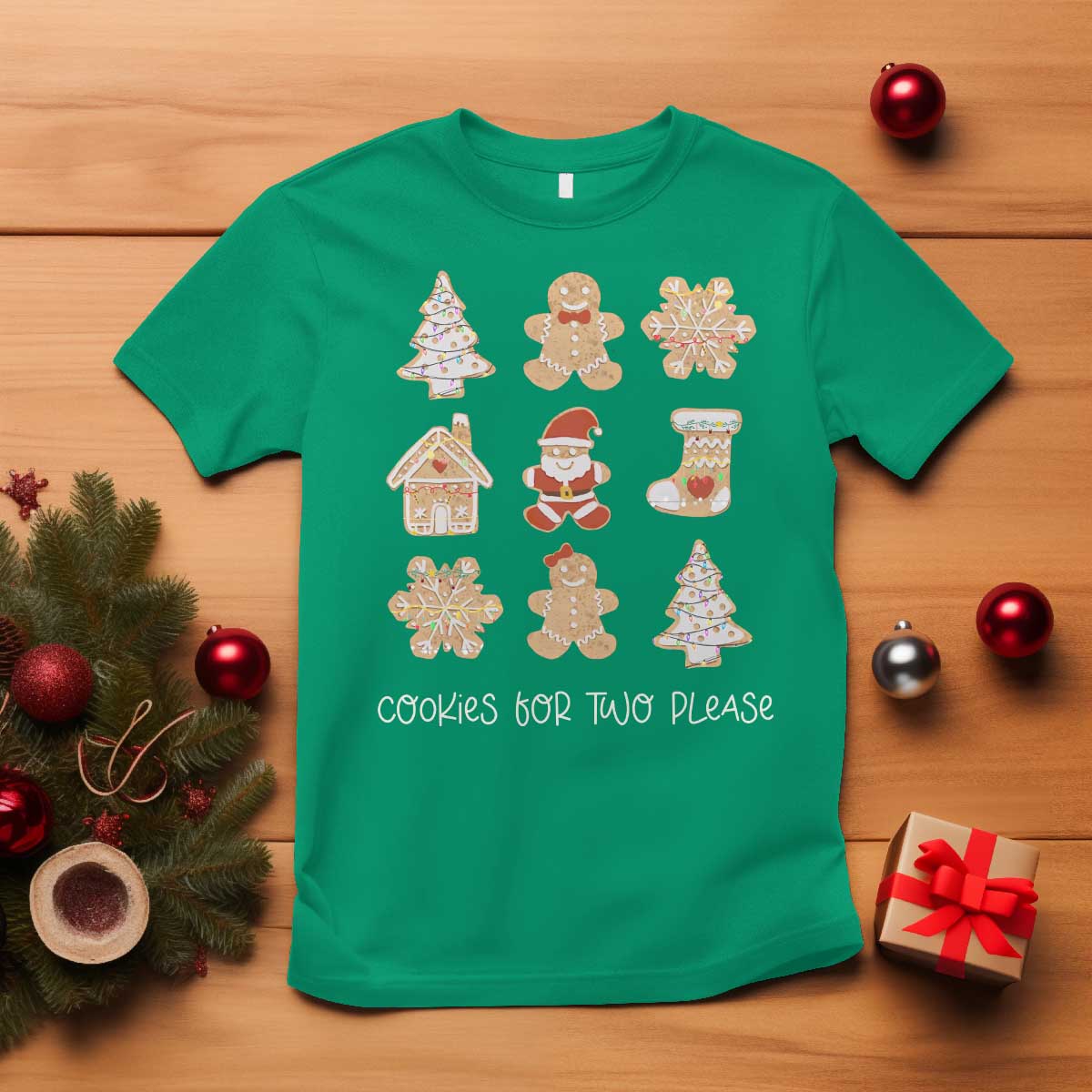 Christmas Pregnancy Announcement T Shirt Cookies For Two Please Maternity Gift - African Pride