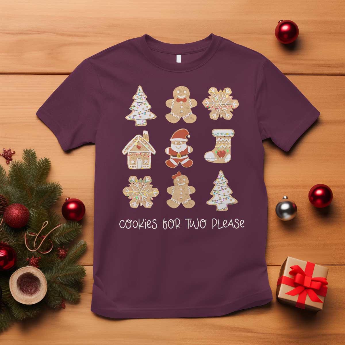 Christmas Pregnancy Announcement T Shirt Cookies For Two Please Maternity Gift - African Pride