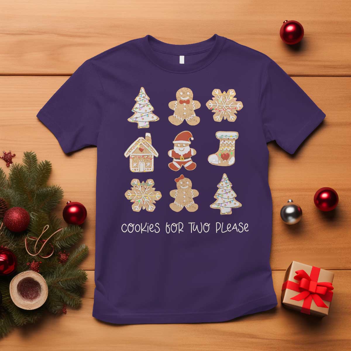 Christmas Pregnancy Announcement T Shirt Cookies For Two Please Maternity Gift - African Pride